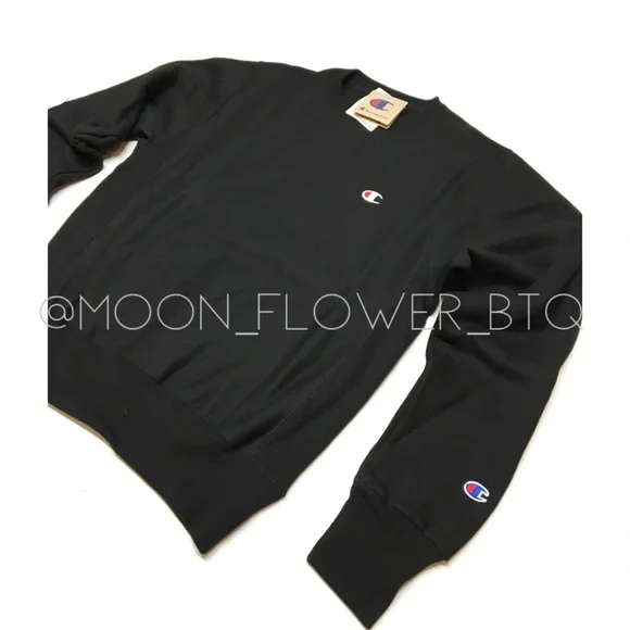 Champion Reverse Weave Crew Neck Sweatshirt Black - Picture 5 of 14